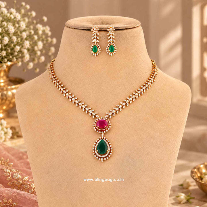 Multicolor Halo Victorian Jewellery Set - New Arrival
