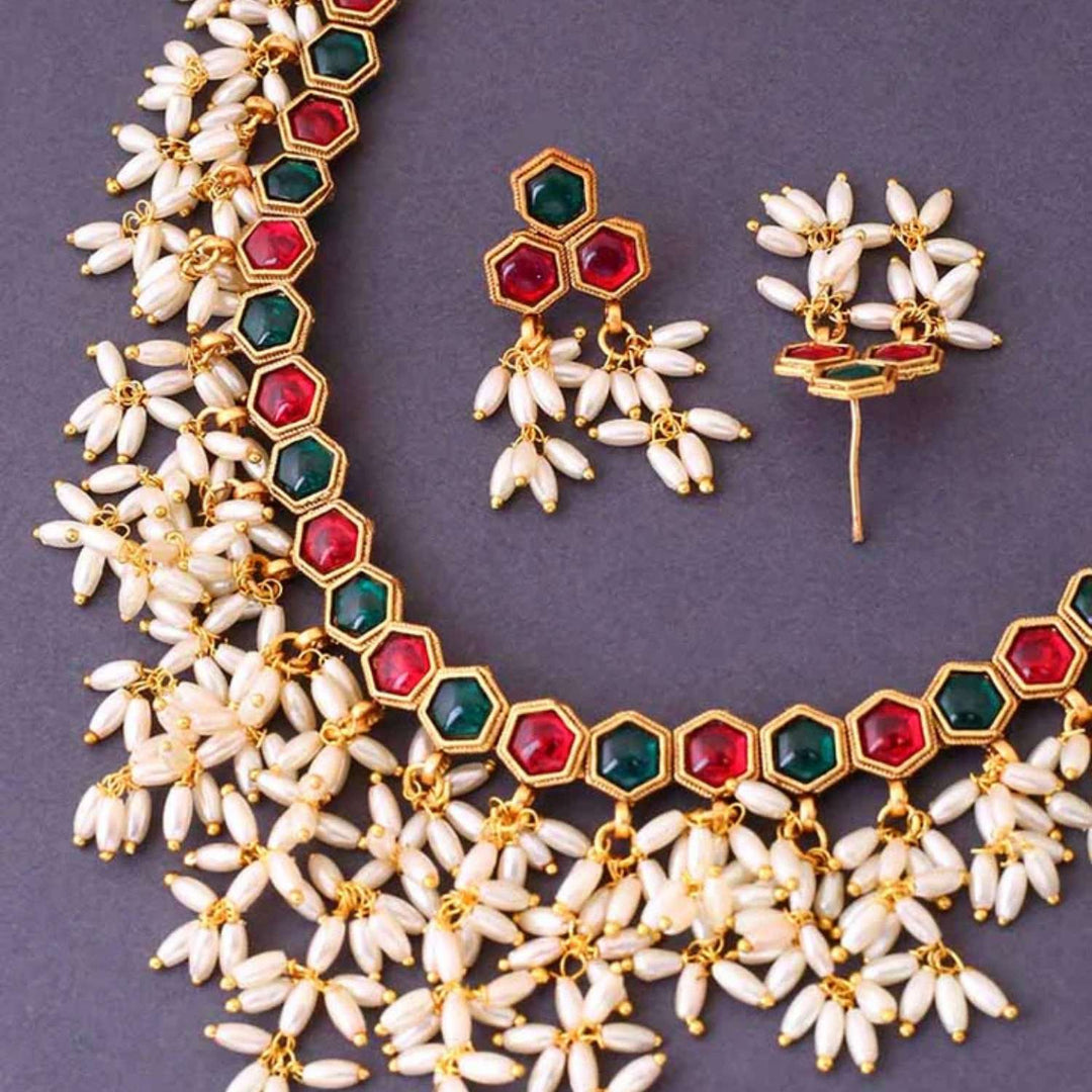 Multicolor Hari Antique Jewellery Set - New Arrival