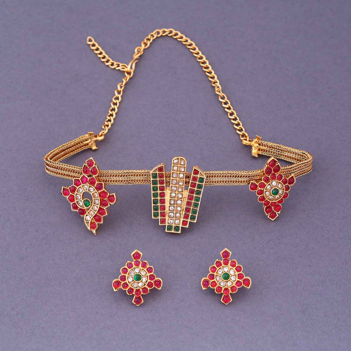 Multicolor Harkiran Antique Jewellery Set - New Arrival