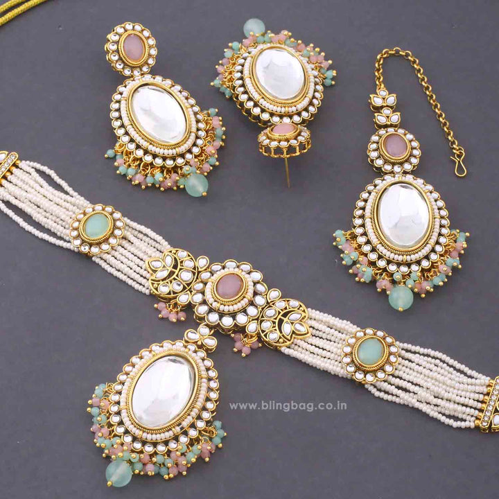 Multicolor Harshini Kundan Jewellery Set