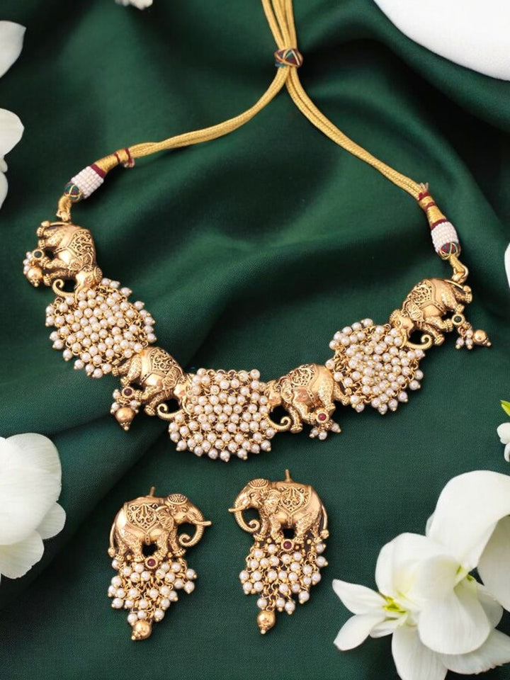 Multicolor Hathi Temple Jewellery Set