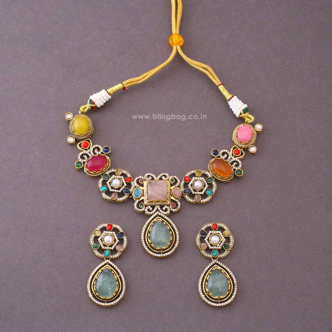 Multicolor Heather Victorian Jewellery Set - New Arrival