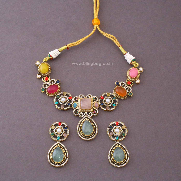 Multicolor Heather Victorian Jewellery Set - New Arrival