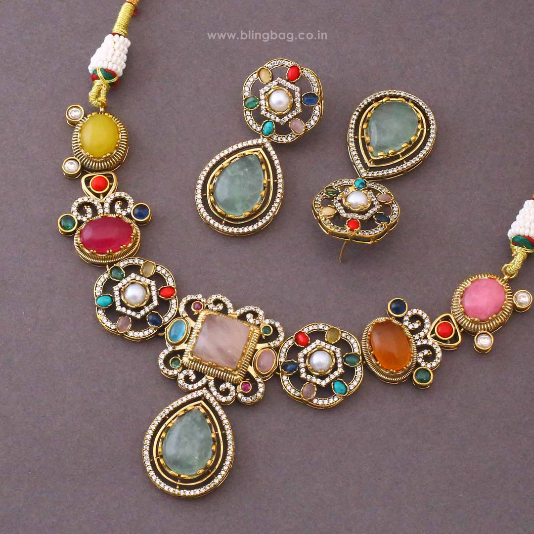Multicolor Heather Victorian Jewellery Set - New Arrival