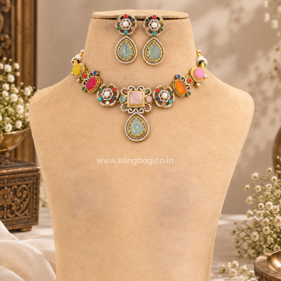 Multicolor Heather Victorian Jewellery Set - New Arrival