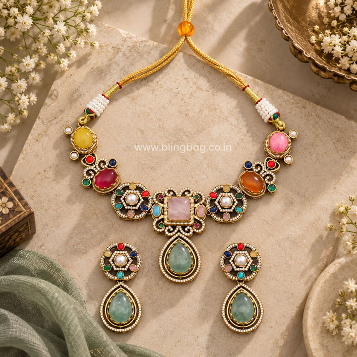 Multicolor Heather Victorian Jewellery Set - New Arrival