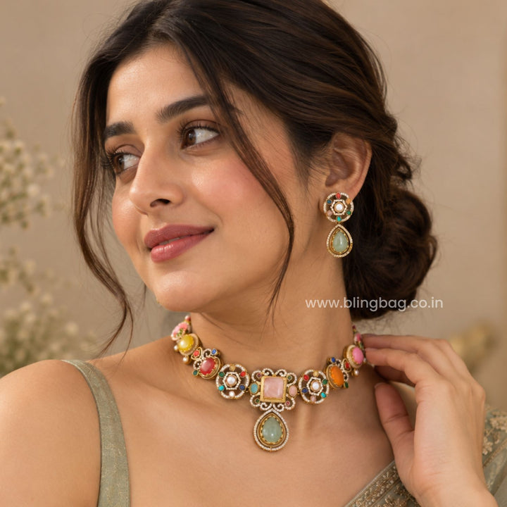 Multicolor Heather Victorian Jewellery Set - New Arrival