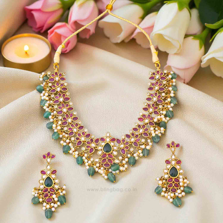 Multicolor Hena Antique Jewellery Set - New Arrival