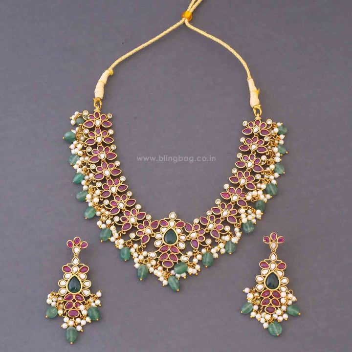 Multicolor Hena Antique Jewellery Set - New Arrival