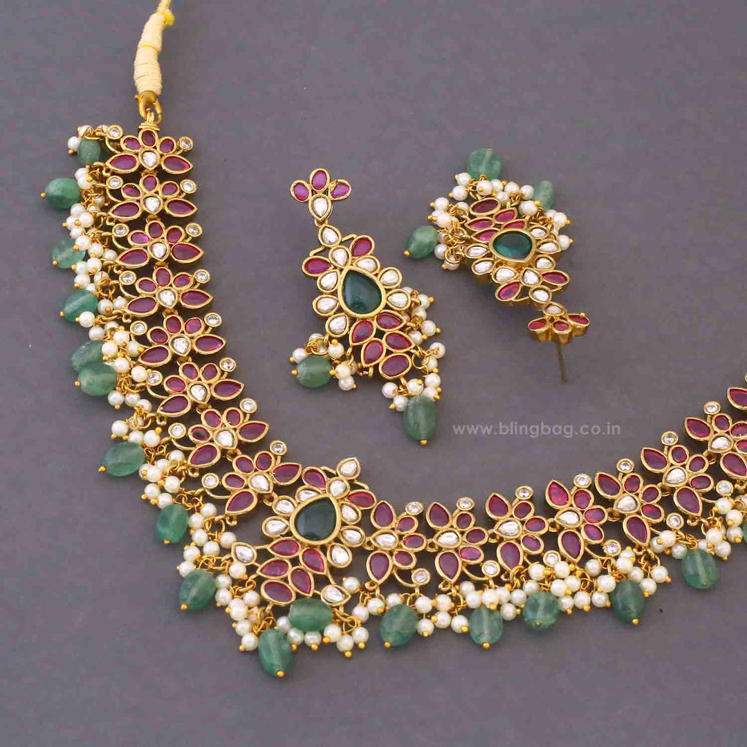 Multicolor Hena Antique Jewellery Set - New Arrival