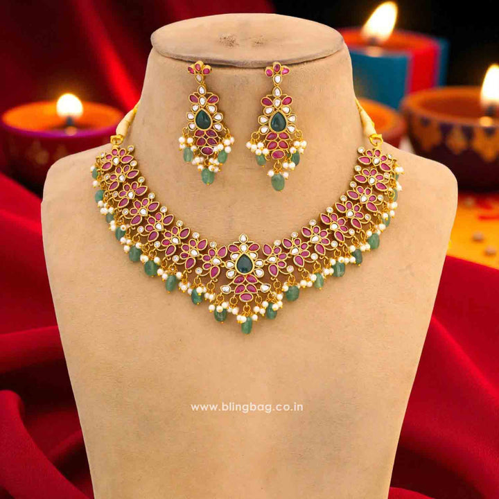 Multicolor Hena Antique Jewellery Set - New Arrival