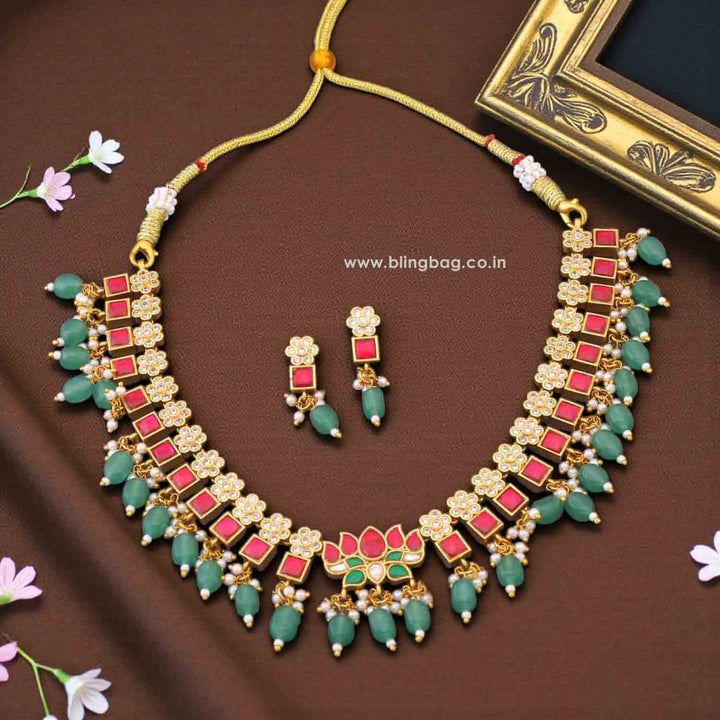 Multicolor Hridya Antique Jewellery Set - New Arrival