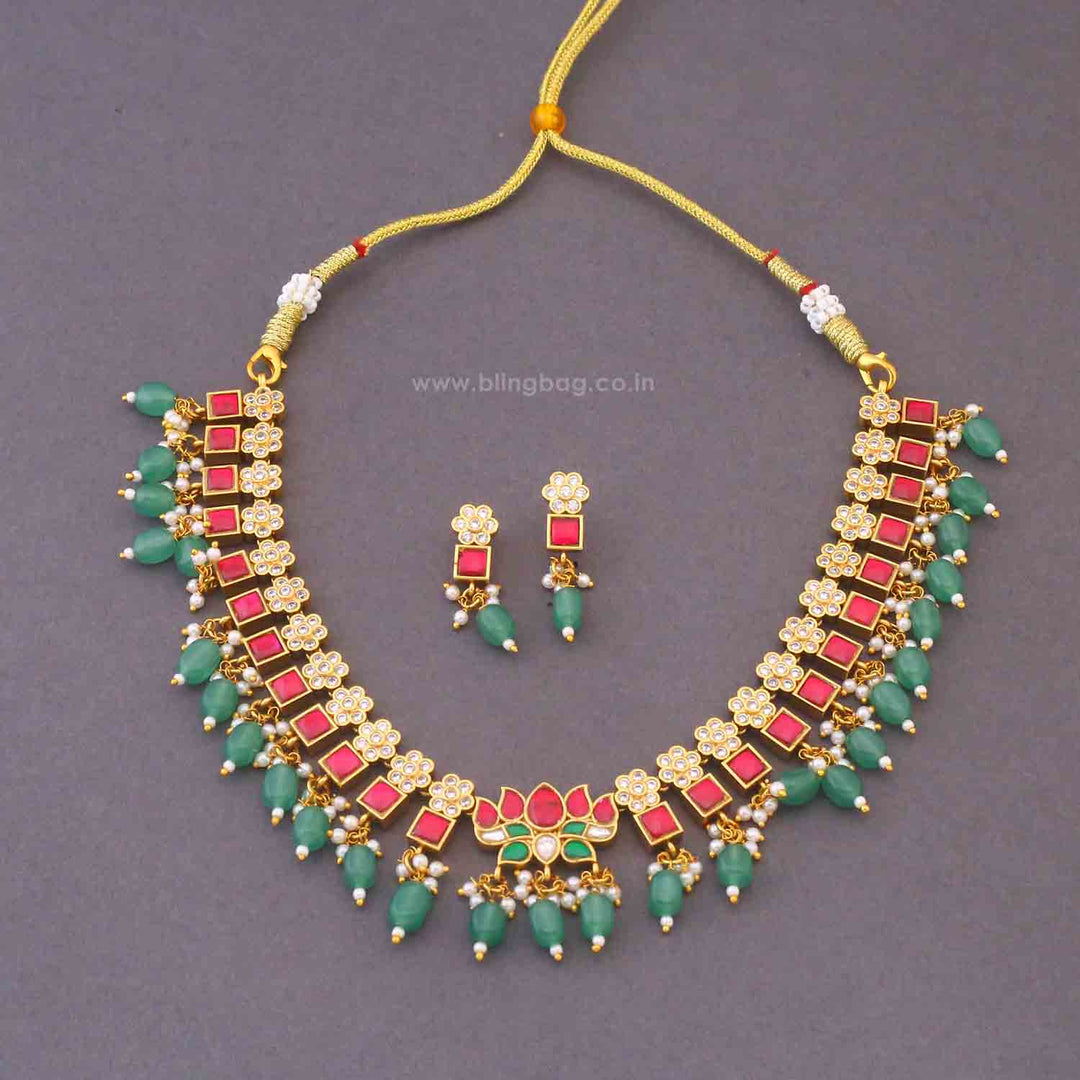Multicolor Hridya Antique Jewellery Set - New Arrival