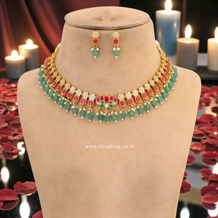 Multicolor Hridya Antique Jewellery Set - New Arrival