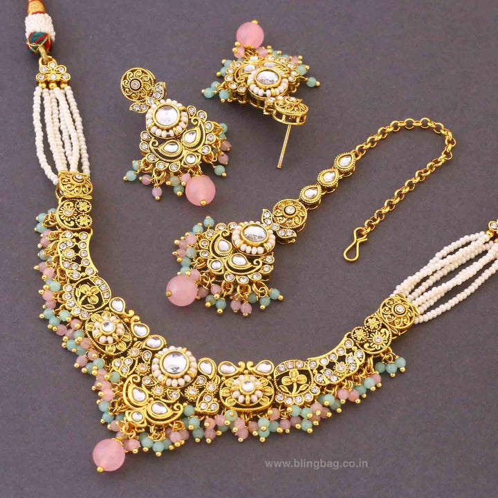 Multicolor Hritika Kundan Jewellery Set