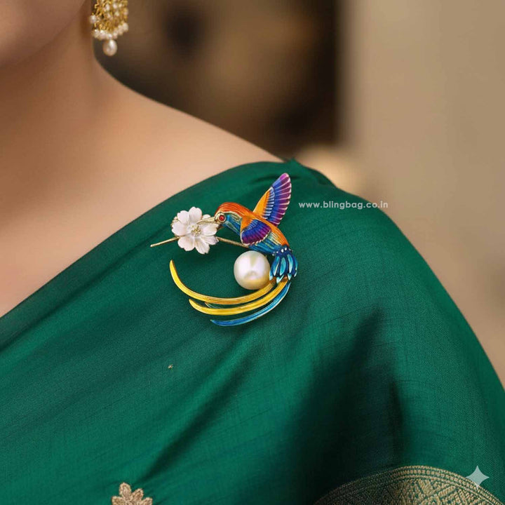 Multicolor Hummingbird Brooch