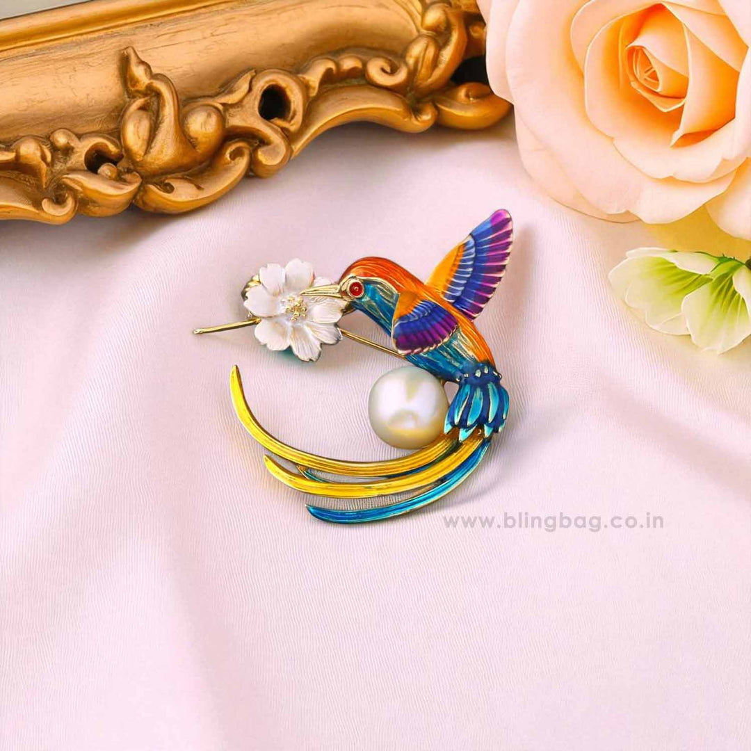 Multicolor Hummingbird Brooch