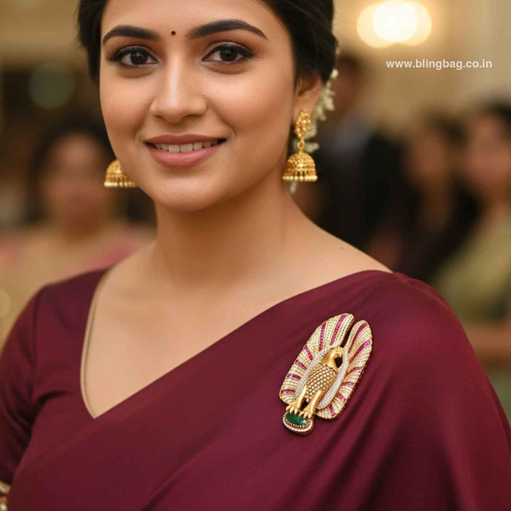 Multicolor Imperial Falcon Brooch