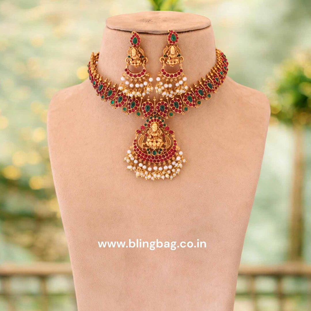 Multicolor Indra Temple Jewellery Set - New Arrival