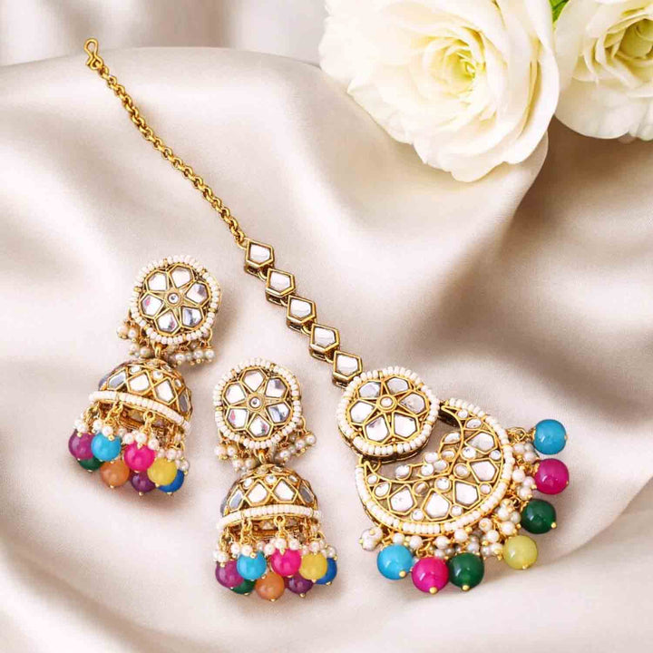 Multicolor Inula Maang Tikka Set