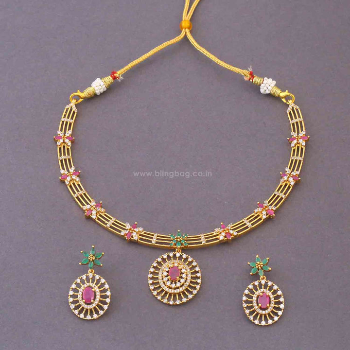 Multicolor Isha Hasli Antique Jewellery Set - New Arrival