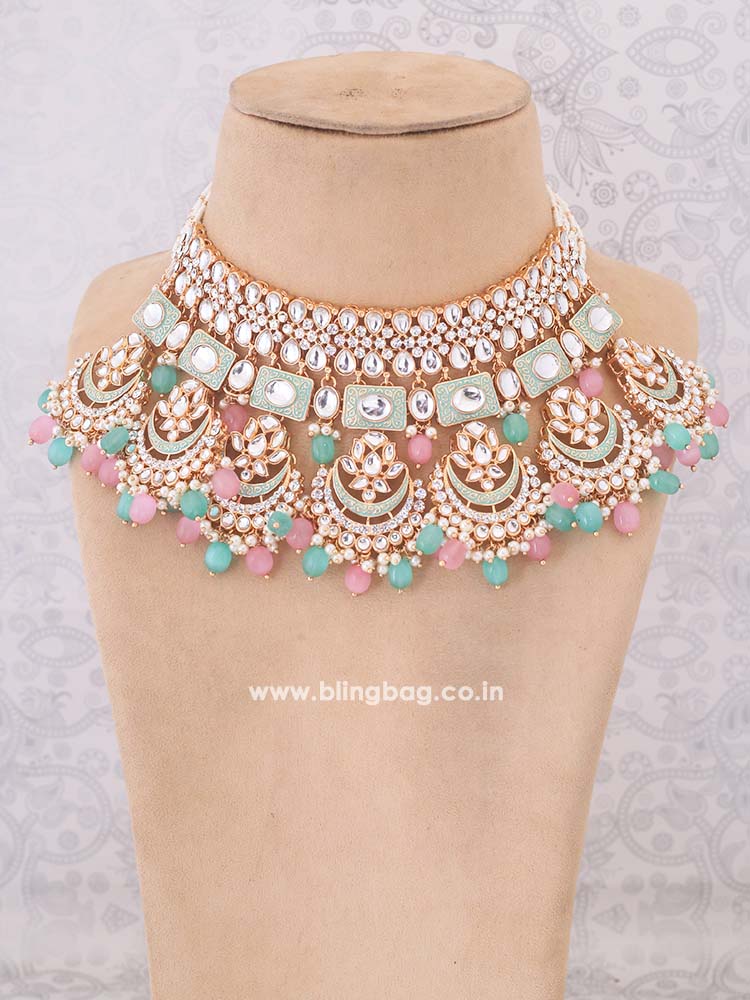 Multicolor Itkari Kundan Jewellery Set