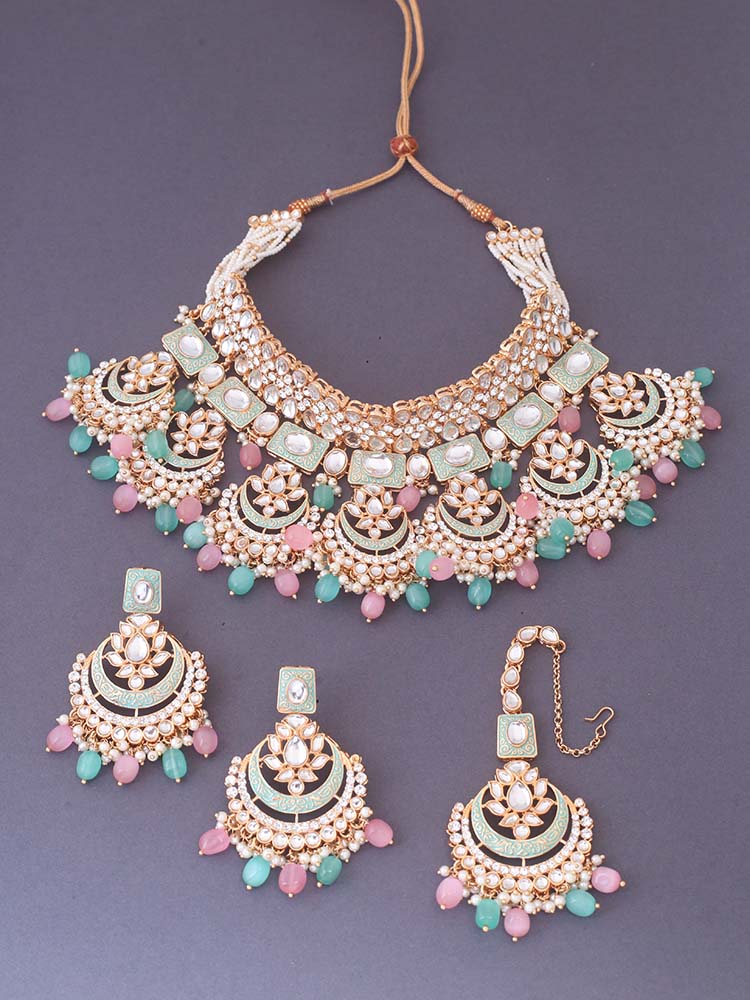 Multicolor Itkari Kundan Jewellery Set