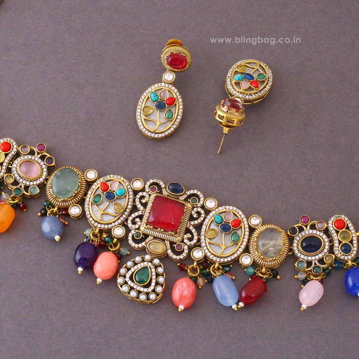 Multicolor Jade Victorian Jewellery Set - New Arrival