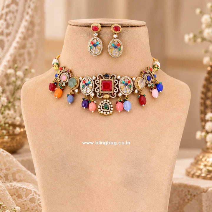 Multicolor Jade Victorian Jewellery Set - New Arrival