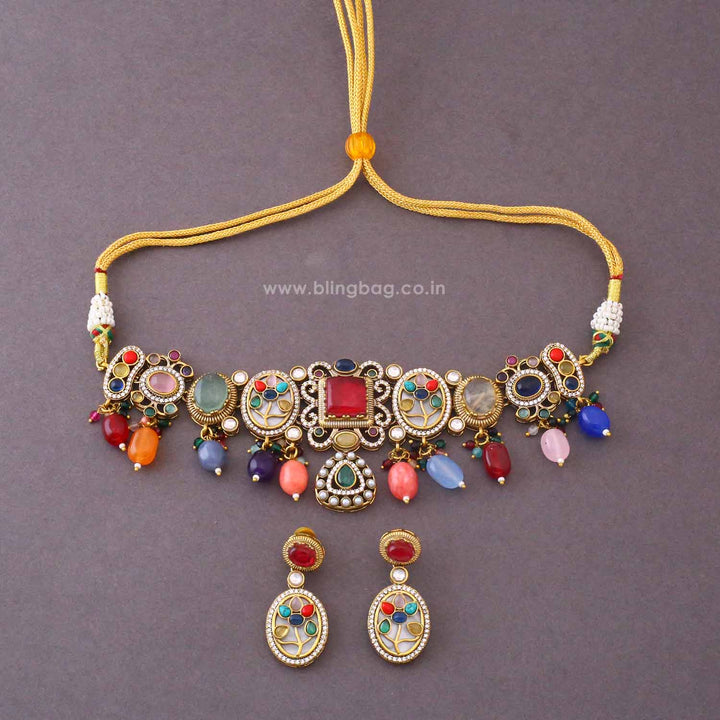 Multicolor Jade Victorian Jewellery Set - New Arrival