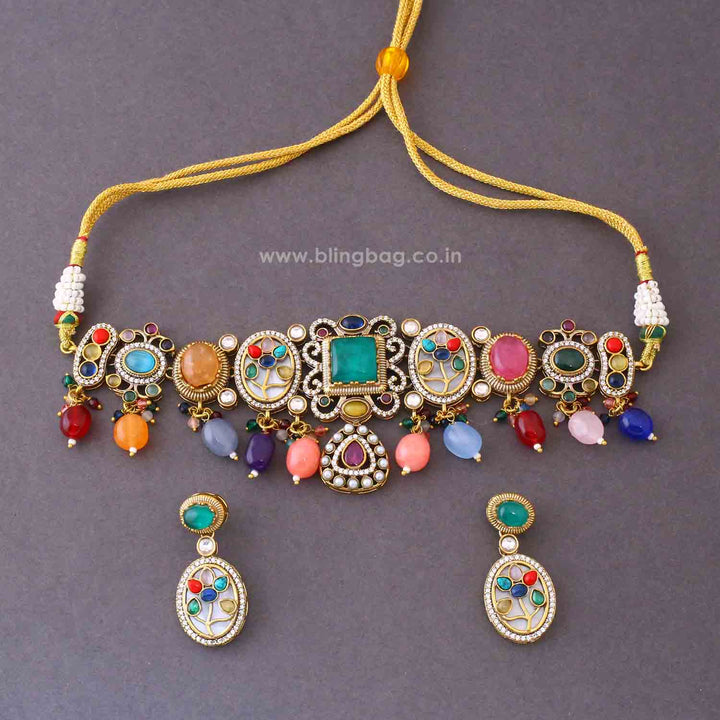 Multicolor Jade Victorian Jewellery Set - New Arrival