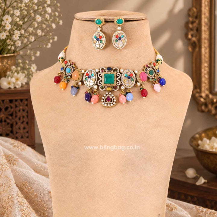 Multicolor Jade Victorian Jewellery Set - New Arrival
