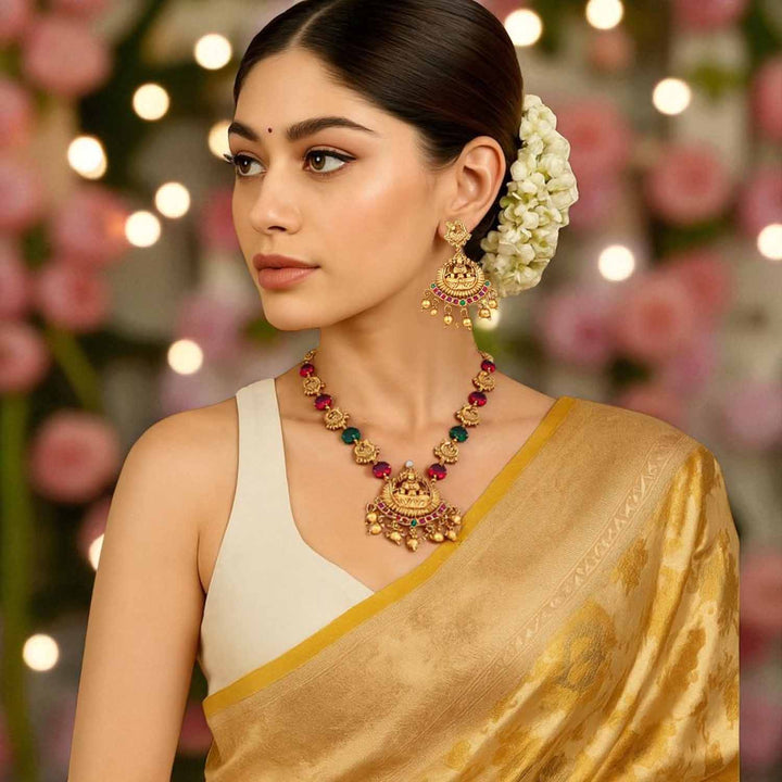 Multicolor Jaganmatai Temple Jewellery Set- New Arrival