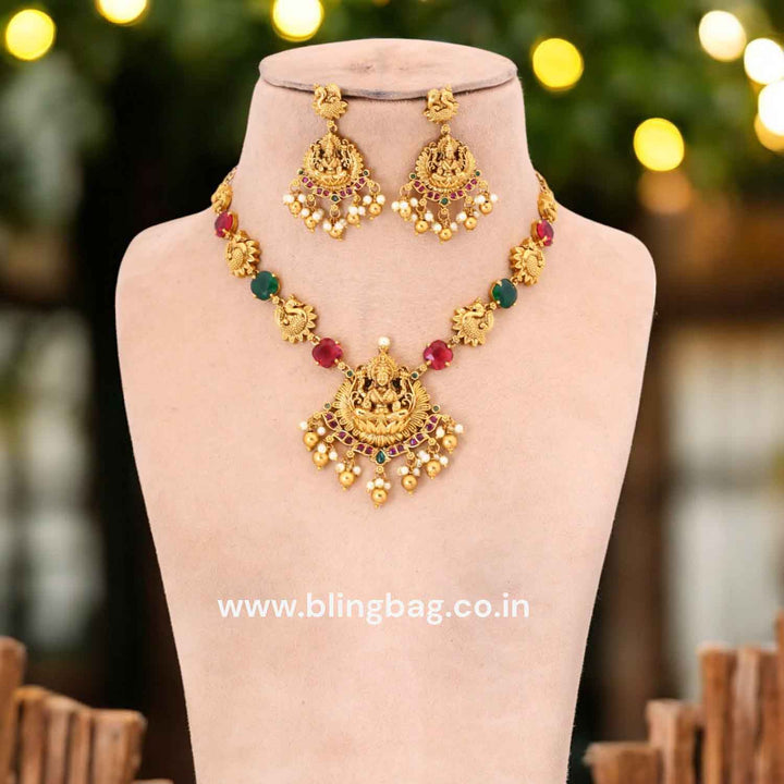 Multicolor Jaganmatai Temple Jewellery Set- New Arrival