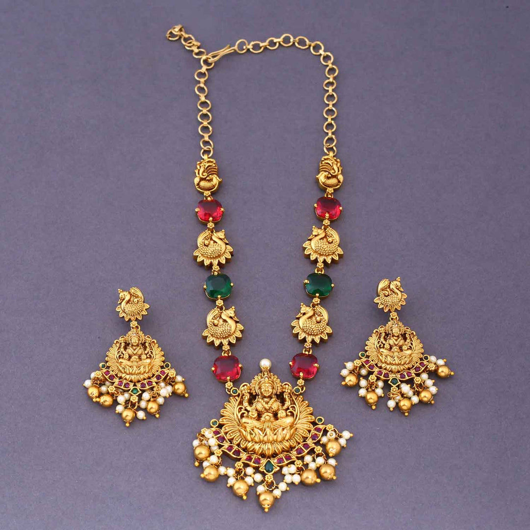 Multicolor Jaganmatai Temple Jewellery Set- New Arrival