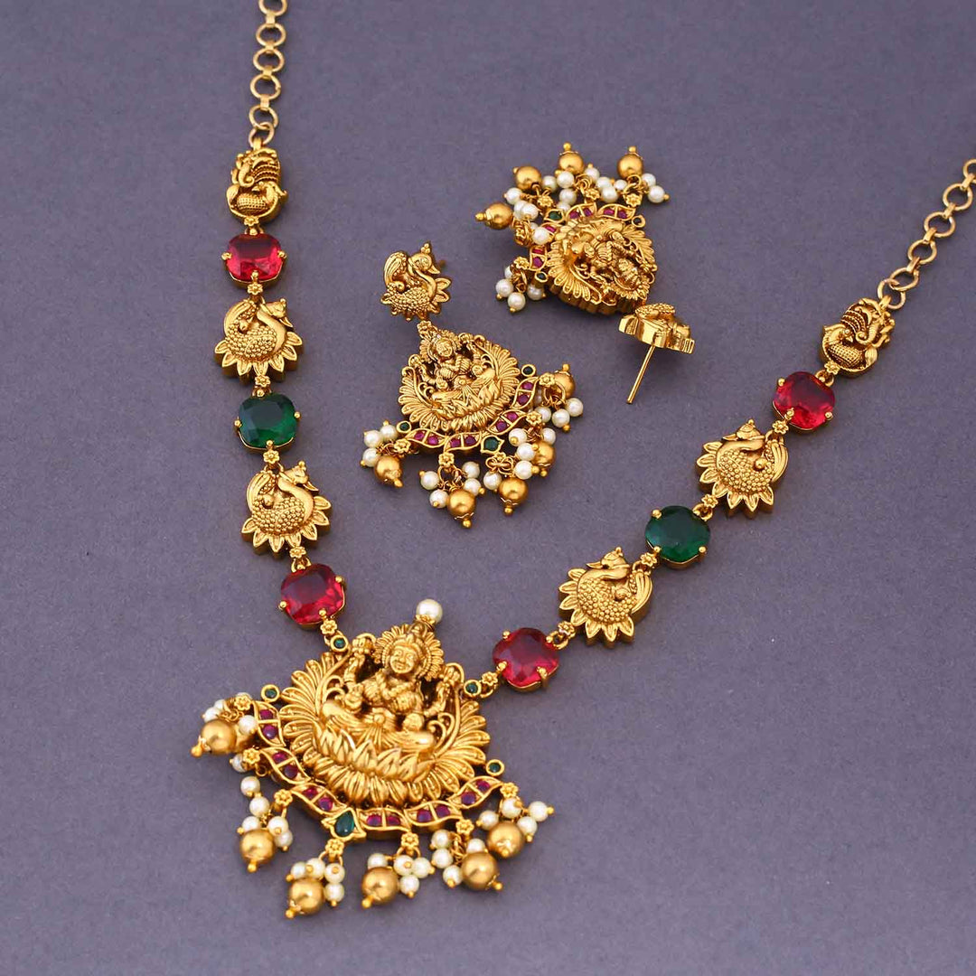 Multicolor Jaganmatai Temple Jewellery Set- New Arrival