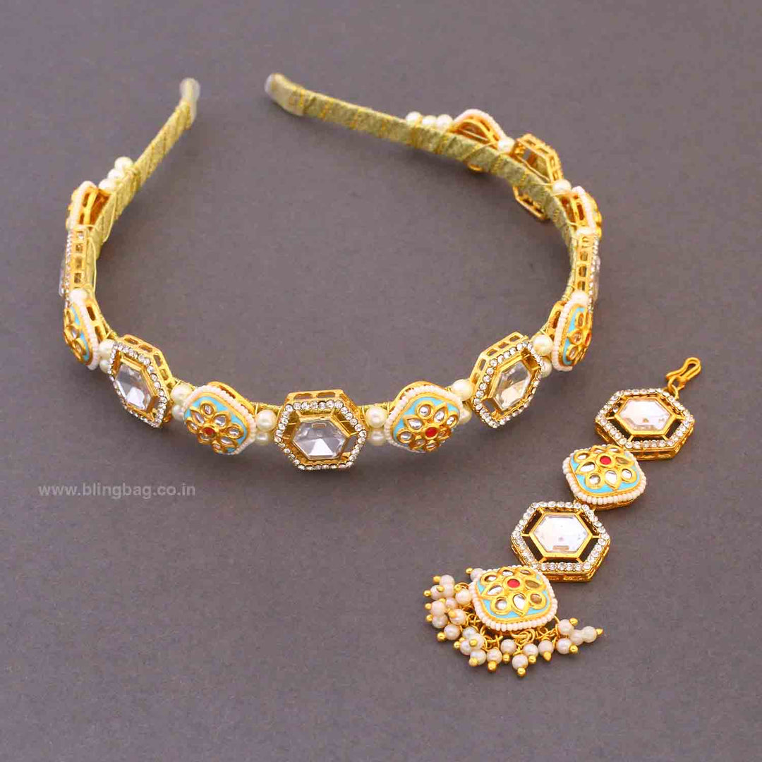 Multicolor Jaiska Hairband With Tikka