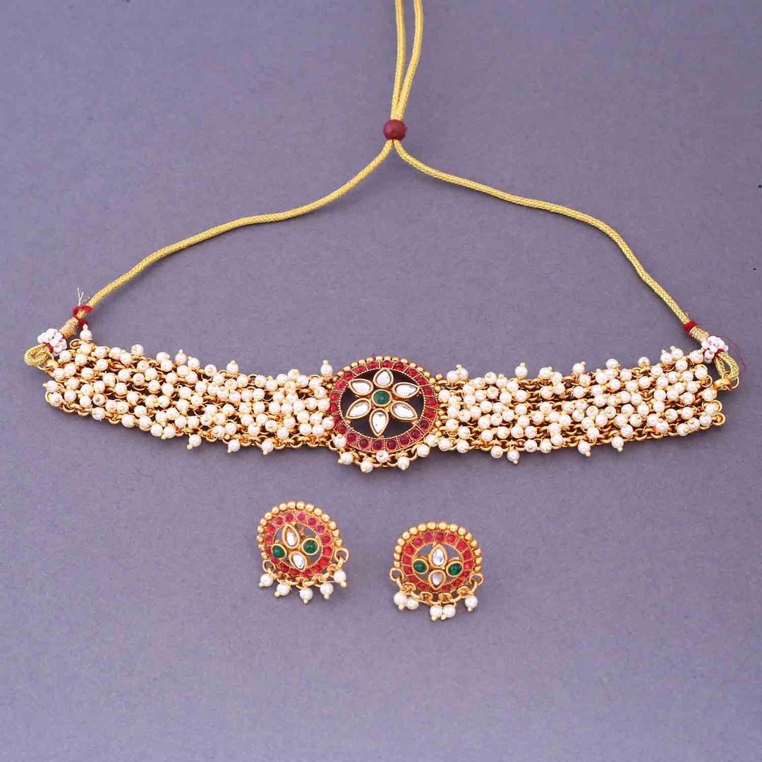 Multicolor Japleen Antique Jewellery Set - New Arrival