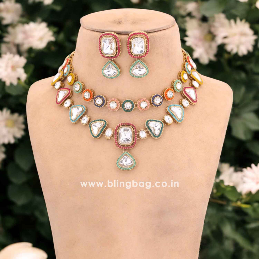 Multicolor Jayanshri Kundan Jewellery Set