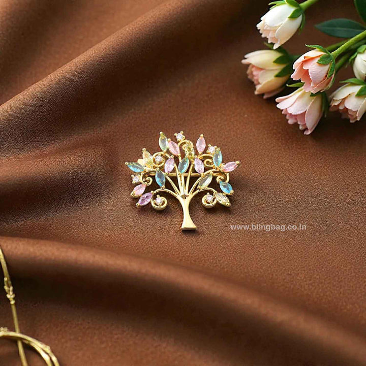 Multicolor Jewel Tree Brooch