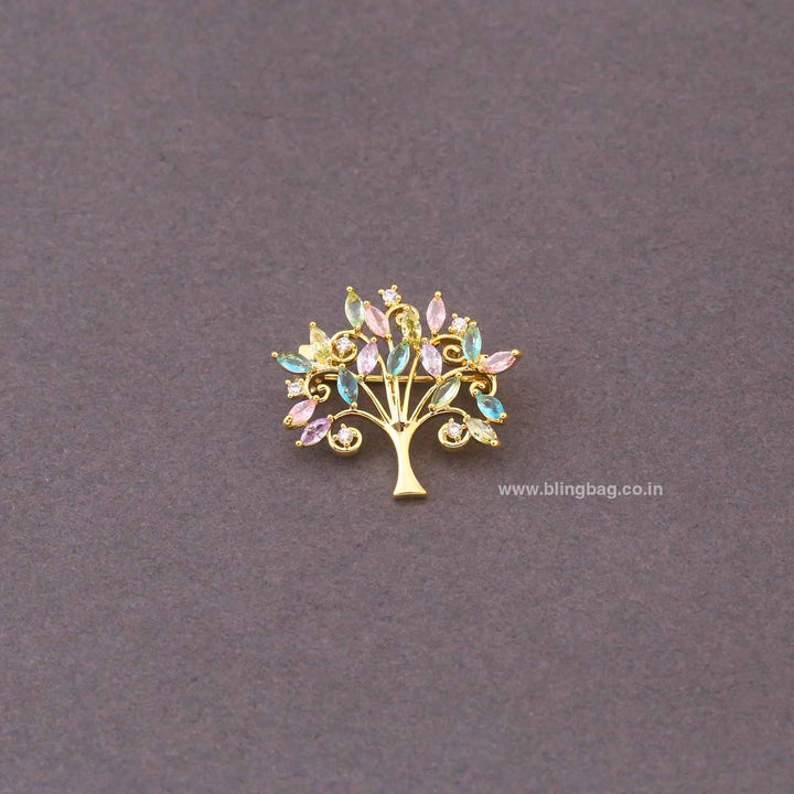 Multicolor Jewel Tree Brooch