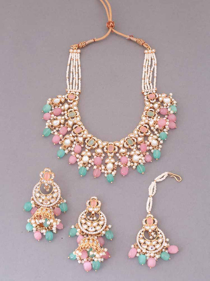 Multicolor Kaamil Kundan Jewellery Set - EOSS