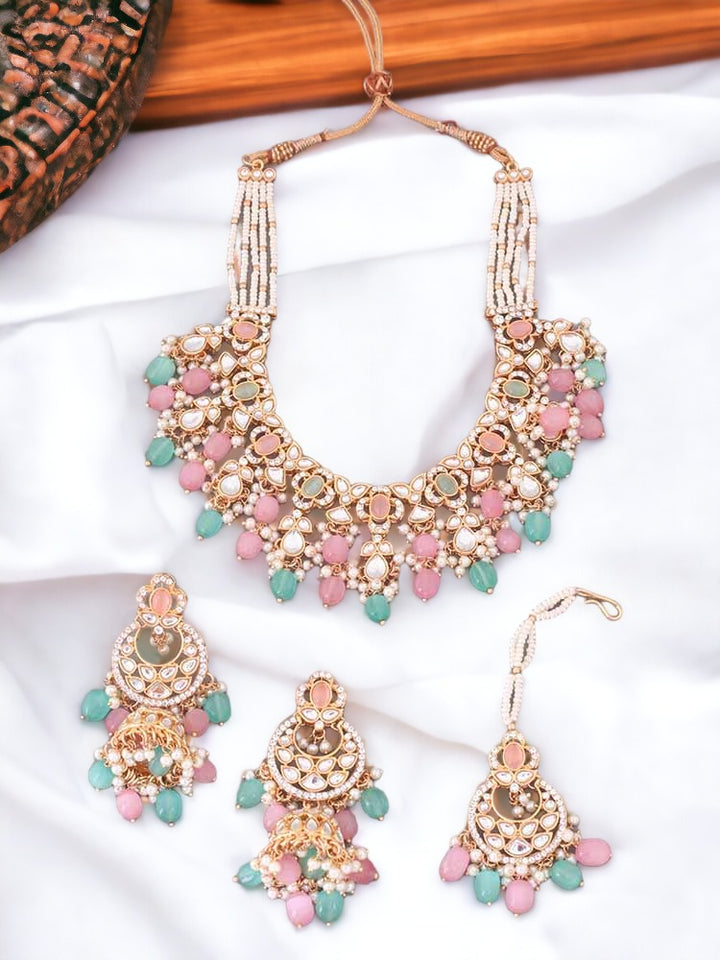 Multicolor Kaamil Kundan Jewellery Set - EOSS