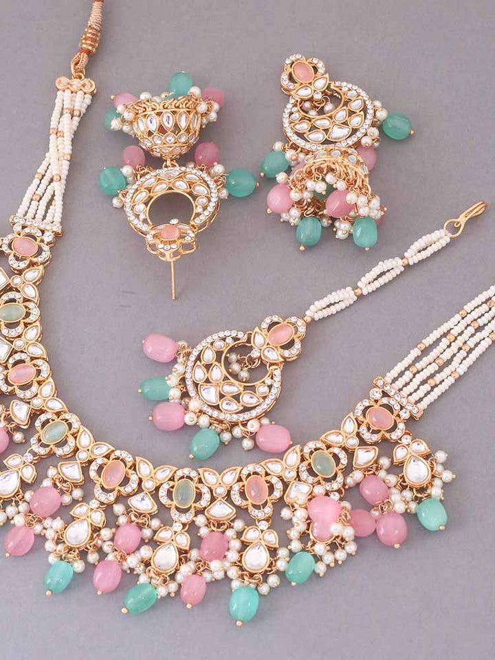 Multicolor Kaamil Kundan Jewellery Set - EOSS