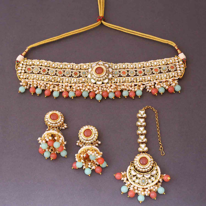 Multicolor Kaira Kundan Jewellery Set