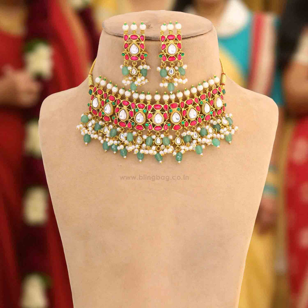 Multicolor Kalindi Antique Jewellery Set - New Arrival