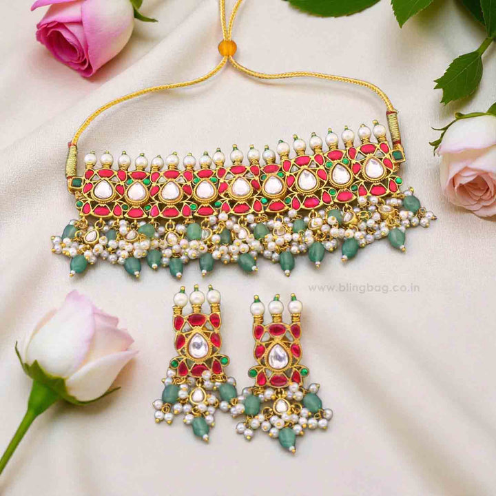 Multicolor Kalindi Antique Jewellery Set - New Arrival
