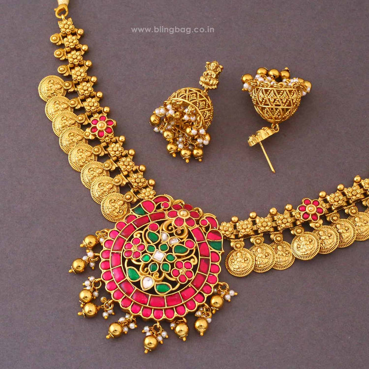Multicolor Kamalaini Temple Jewellery Set- New Arrival