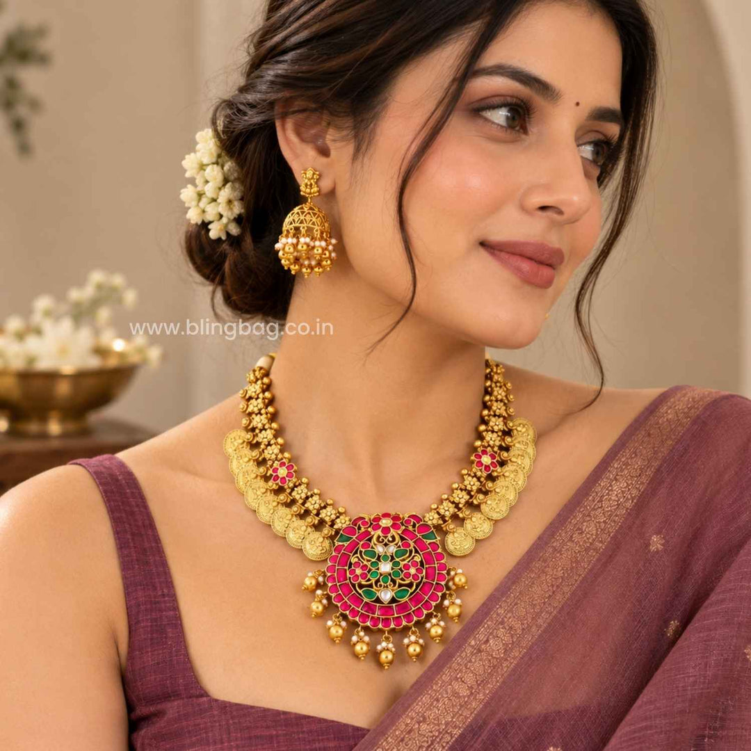Multicolor Kamalaini Temple Jewellery Set- New Arrival