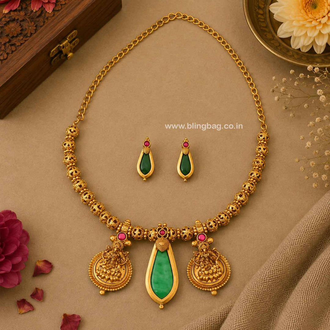 Multicolor Kamalaya Temple Jewellery Set- New Arrival